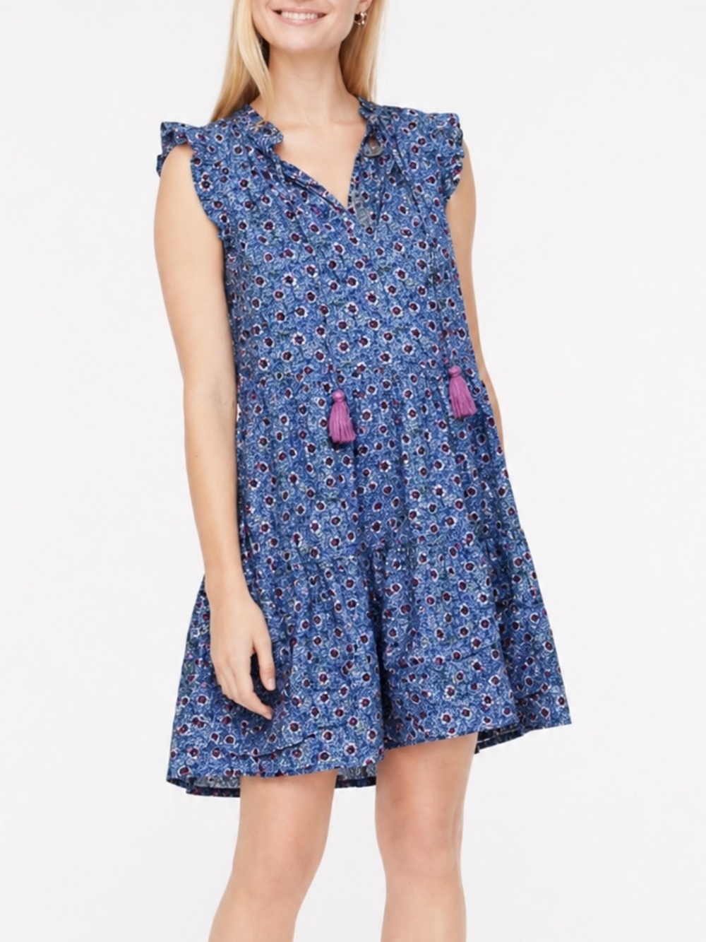 New JCrew Sz Sm Ruffle-sleeve Tiered Beach Dress For Women